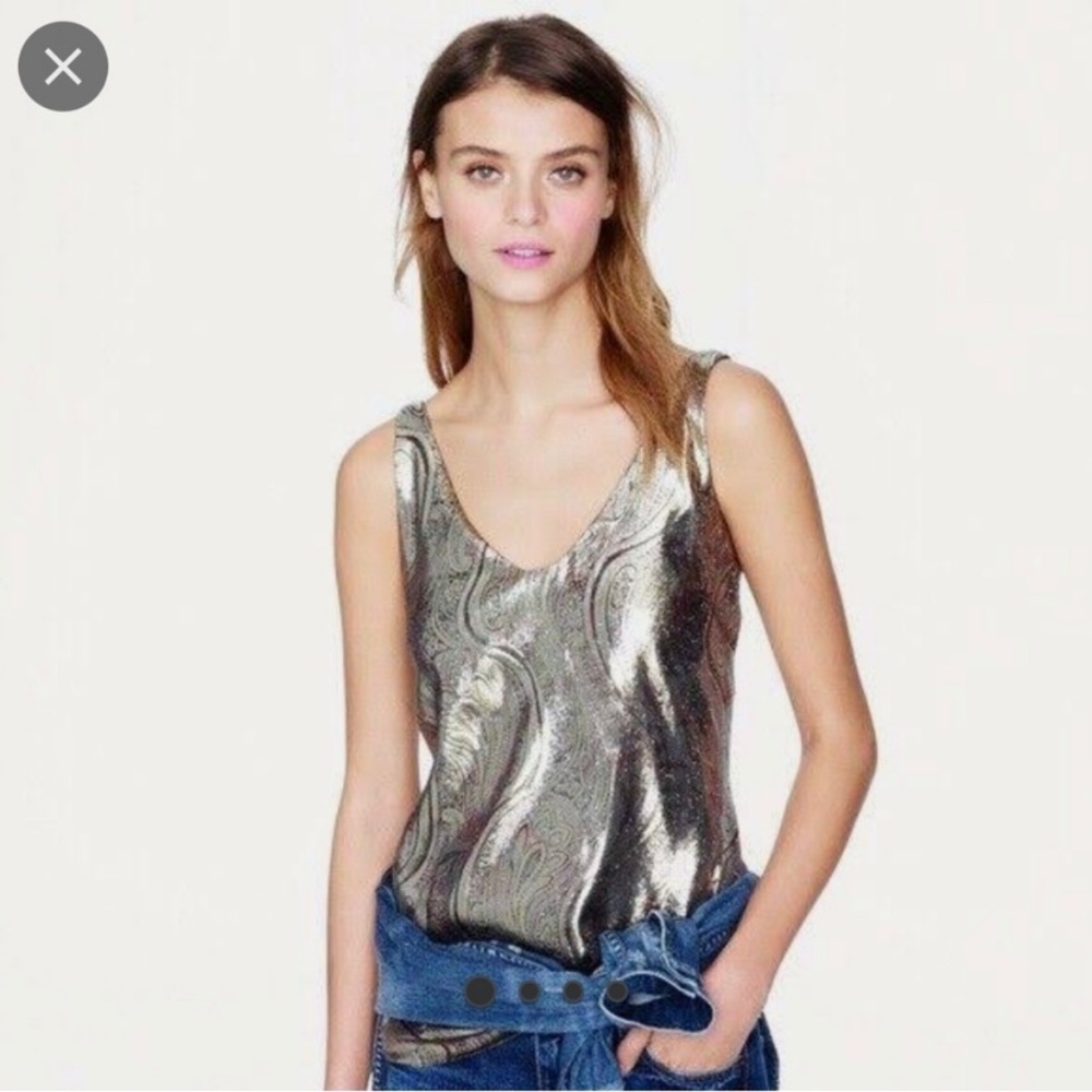 J. Crew metallic paisley blouse